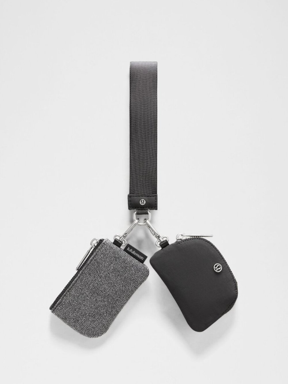 NWT Lululemon Dual Pouch Wristlet Glitter Dark Silver Grey
